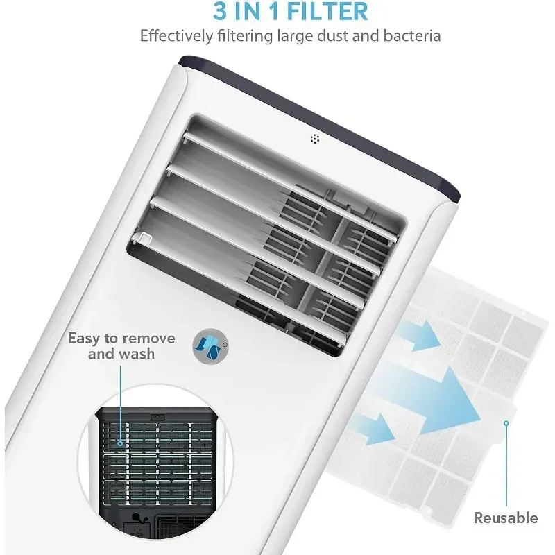 Ar Condicionado Portátil com Controle Remoto, Desumidificador, Ventilador, Display LED, Temporizador 24H, Eletrodomésticos