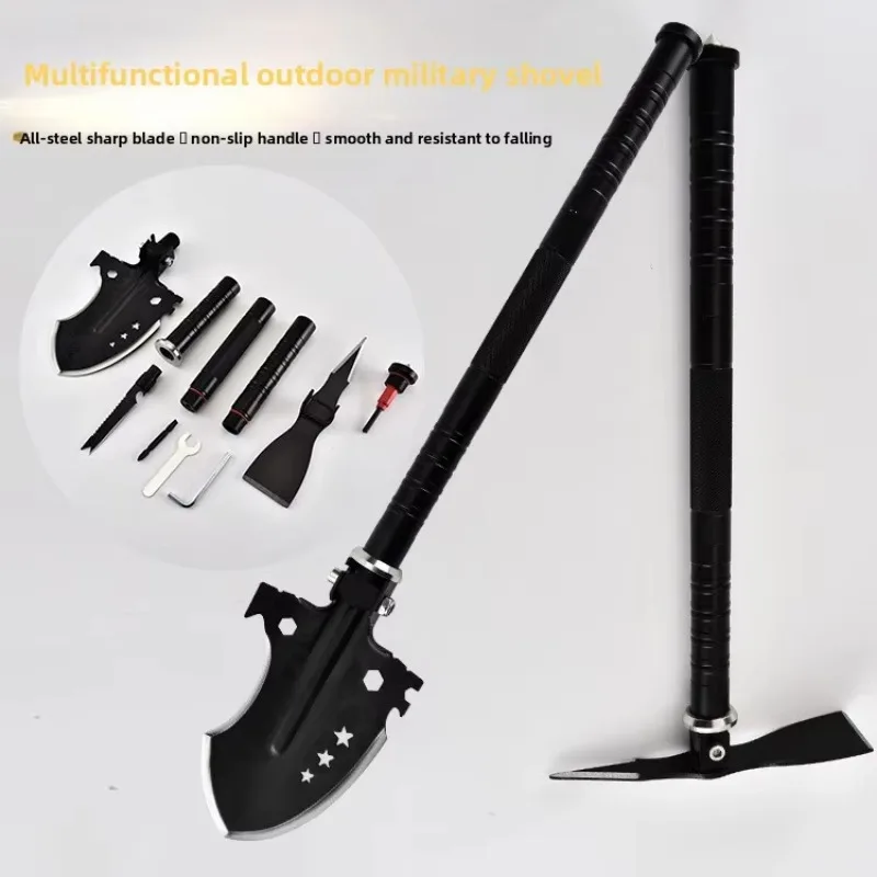 Multifunctional EDC Shovel Outdoor Special Forces Expeditionary Equipment Vehicle Manganese Steel Folding Shovel Hoe Shovel