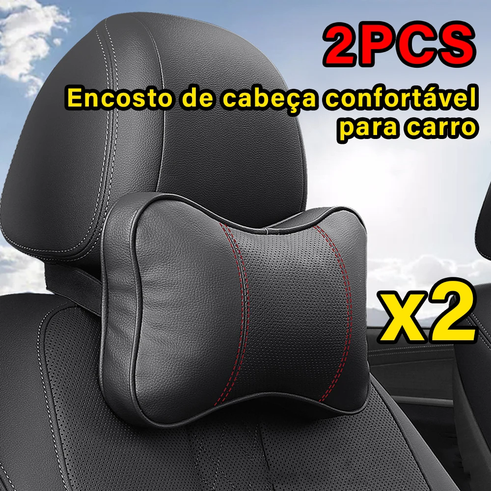 2 pçs de alta qualidade do couro do carro pescoço travesseiros encosto cabeça pescoço travesseiro apoio assento universal automóvel macio respirável decoração interior