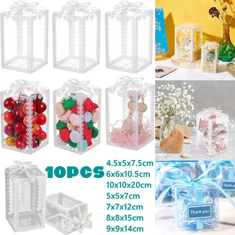 

10PCS New Clear PVC Box Packing Wedding/Christmas Favor Cake Packaging Chocolate Candy Boxes Apple Gift Event Transparent Box