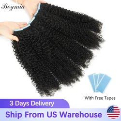 Afro Kinky Curly Tape In Human Hair Extensions For Black Braizlian Remy Kinky Curly Human Hair Skin Weft Adhesive Invisible Hair