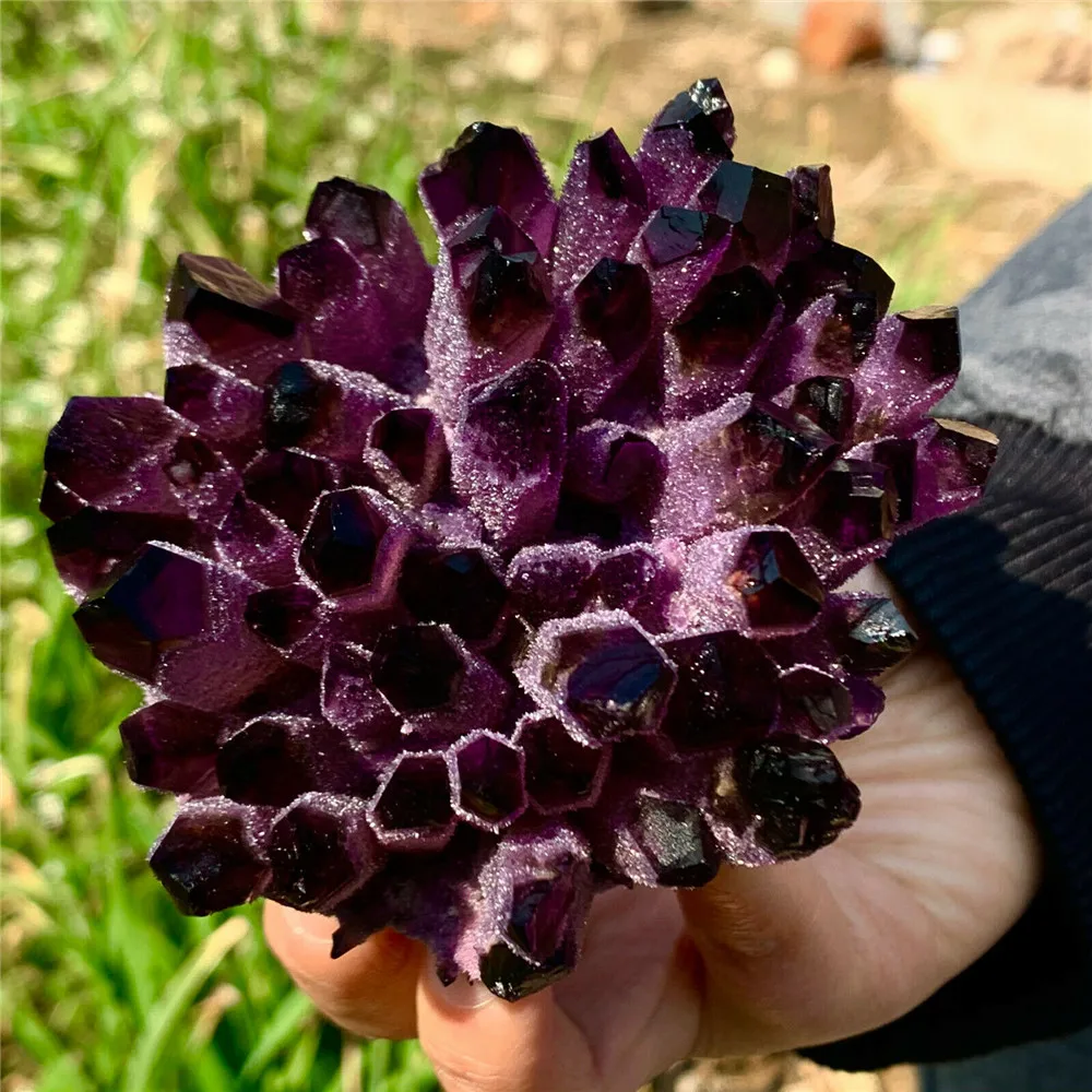 Natural Violet Ghost Phantom Quartz Crystal Cluster Healing