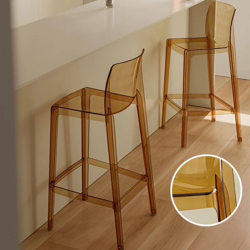 Scandinavian Style Transparent Acrylic Bar Stools Light Luxury Simple High Chair for Cafe Milk Tea Store Household
