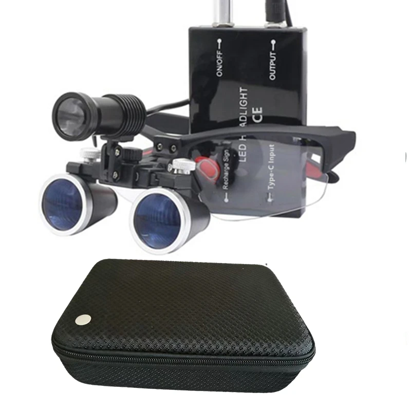 2.5X 3.5X Binoculars Magnifying Glass Loupe with 5W Spotlight Head Light Professional Headlamp Eyeglasses Magnifier