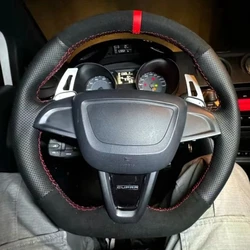 Non-Slip Suede Leather Car Steering Wheel Braid For Seat Ibiza 6J Mii 2012-2020 Hand Sewing Car Steering Wheel Cover
