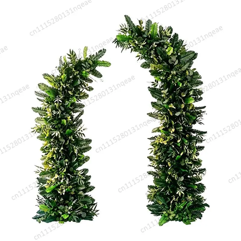 Green Floral Arch Faux Horn-shaped Outdoor Wedding Ceremony Decoration