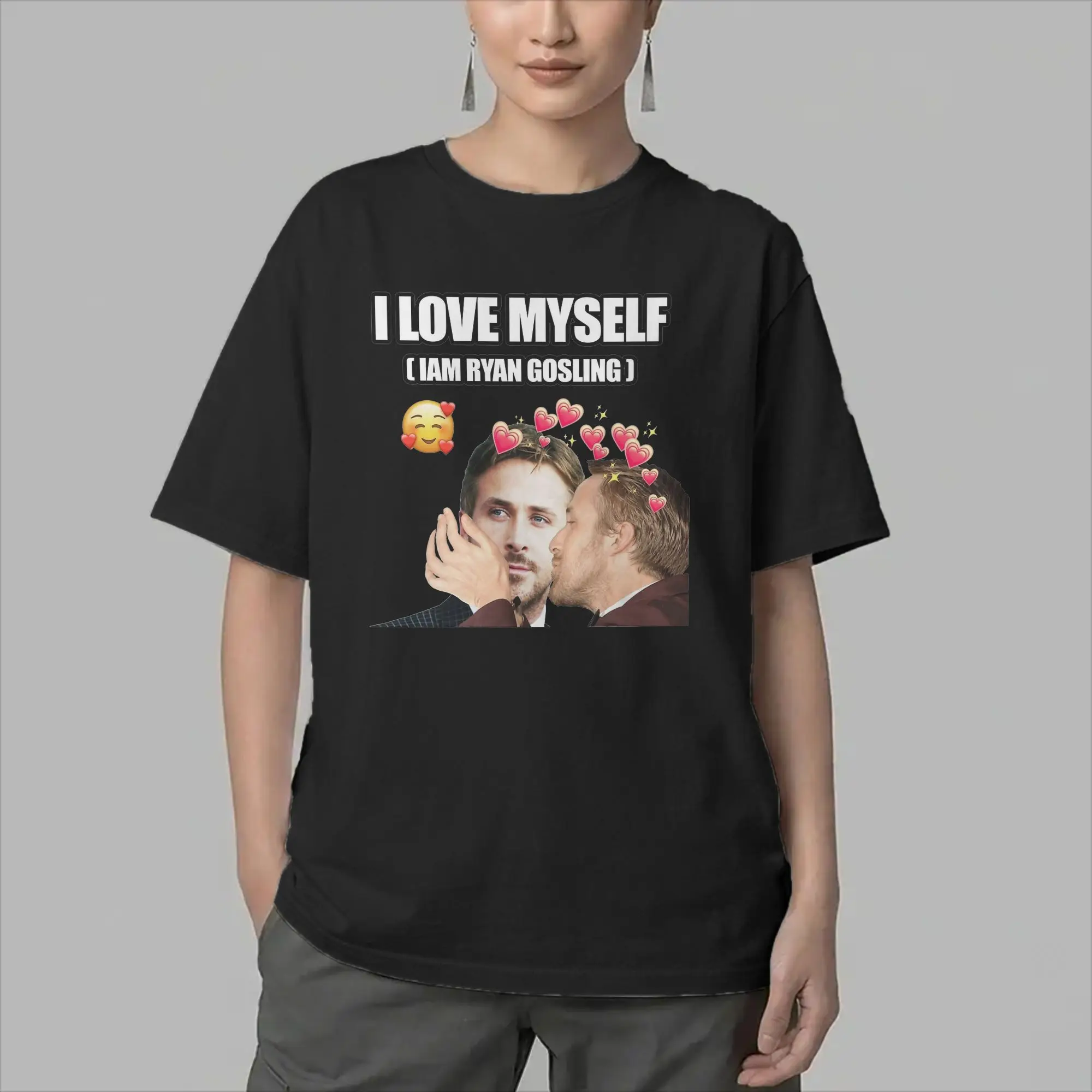 Men T-Shirt Ryan Gosling Actor Awesome Pure Cotton Tees Short Sleeve Funny Meme T Shirt Crew Neck Clothes Gift Idea