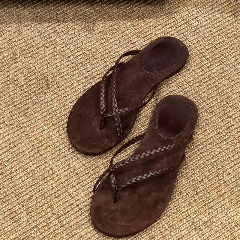 

Weave Flip Flops Women Slippers Summer Beach Casual Flats Sandals Female Elegant Soft Comfortable Slides Ladies Shoes New 2025