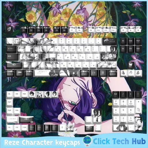 Teclas de personajes Reze, teclas con temática de Anime para hombre motosierra, sublimación térmica Oem Pbt, teclados mecánicos Mad68/Wooting