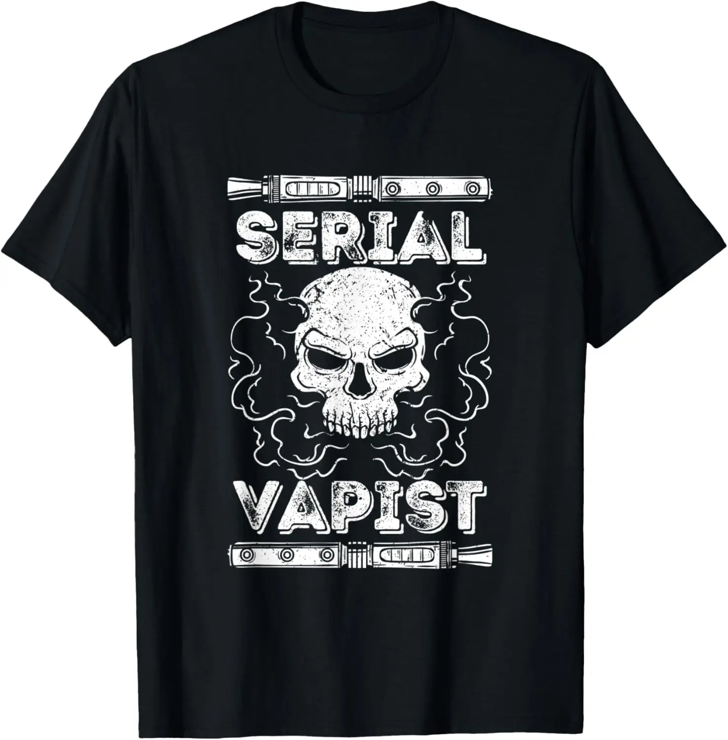 Serial Vapist Skull Graphic Tee Men's Short Sleeve Cotton T-Shirt Casual Shopping