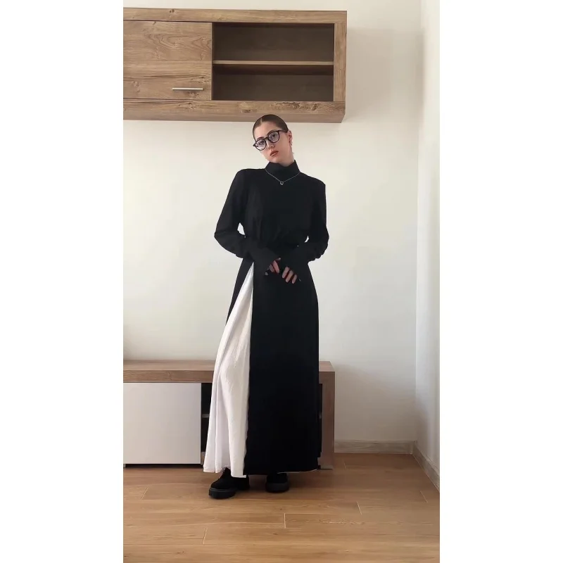 2025年秋ファッション エレガントな気質 袖スリット入りロングドレスセット レディース