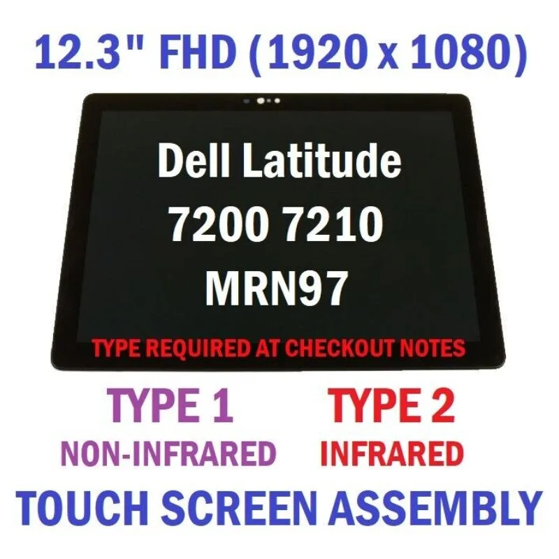 

NEW FOR Dell Latitude 12 7200 7210 Tablet 12.3" FHD Touch Screen Assembly 1920x1080 30PIN MRN97 R6M8M