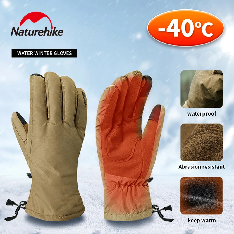 Naturehike Winter Gloves Men Women Touch Screen Warm Gloves Outdoor Windproof Waterproof Cycling Ski Gloves Sport Thermal