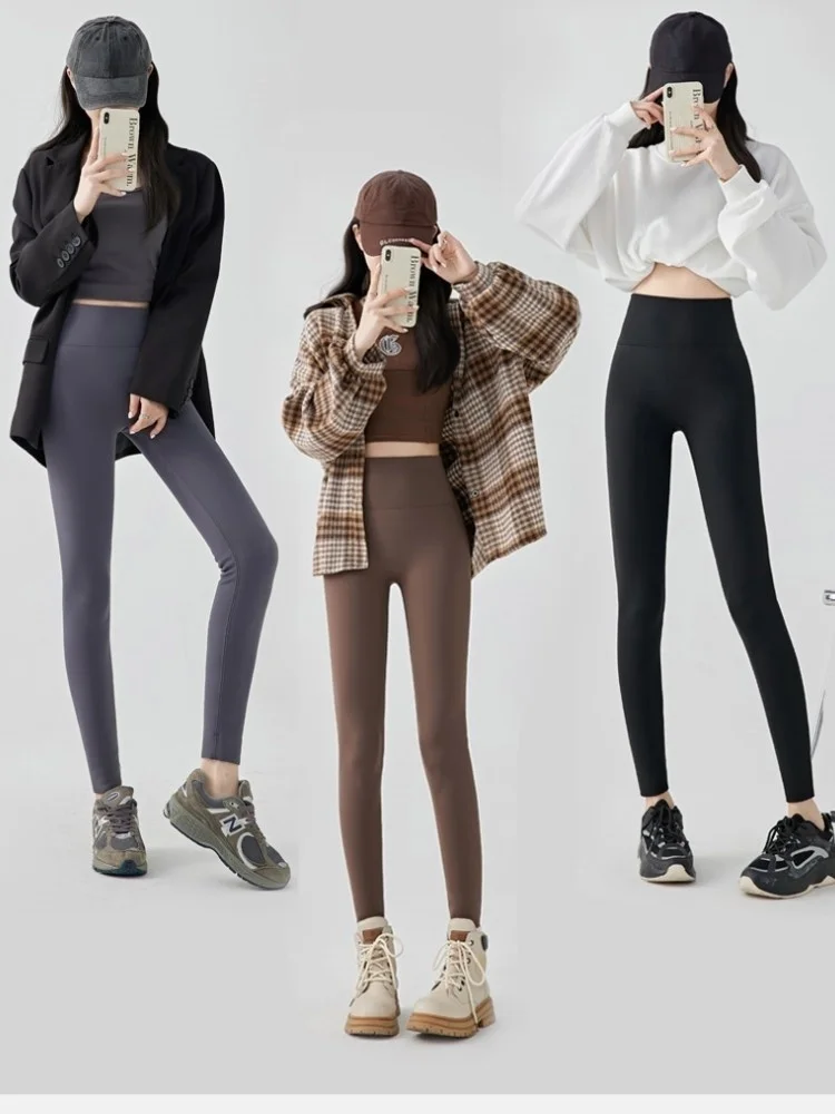 Spodnie do jogi zielone damskie jesień zima elastyczne rowerowe siedzące na biodrach modelujące pośladki z niskim stanem eleganckie do noszenia na co dzień z wyrafinowaną teksturą