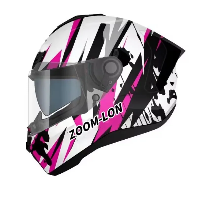

STLF ZoomLon ECE Approved Full Face Motorcycle Helmet Dual Visor Customizable ABS Double Layered Tail Wing Cascos Para Moto Capa