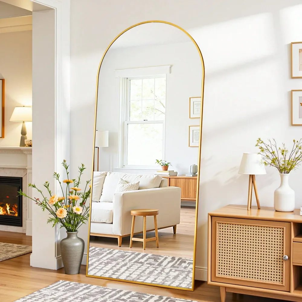 

Arch Floor Mirror, 58 X19 Full Length Mirror Freestanding Full Body Mirror With Stand For Bedroom Or Living Room,Amber,Lavender