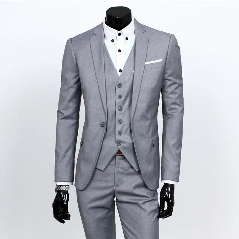 P-26 suit men's autumn slim-fitting three-piece suit groom wedding suit wedding groomsmen suit men's business attire formal wear