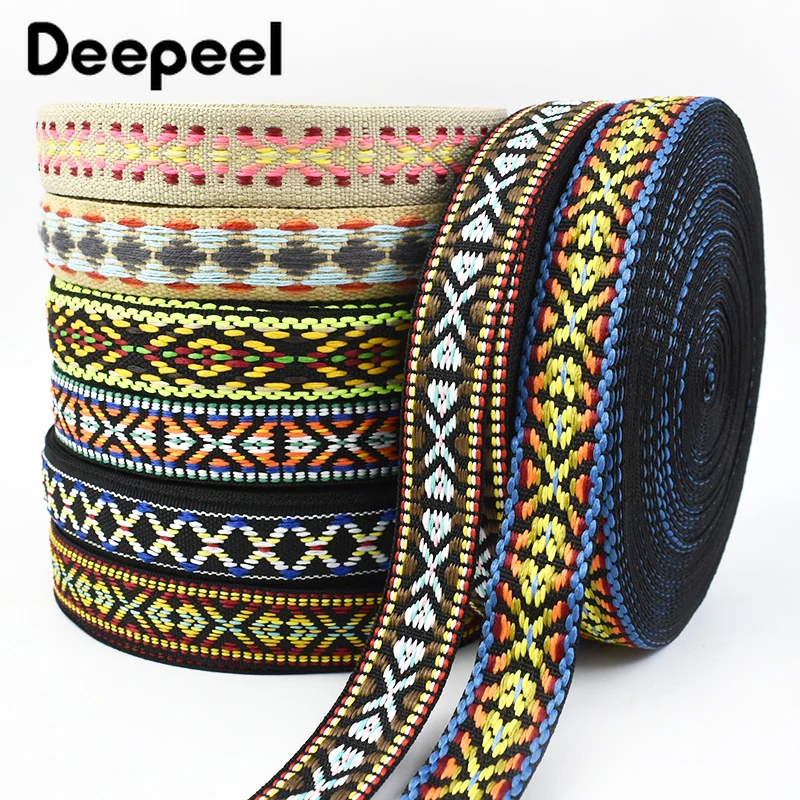 

10Meters Deepeel 20mm Jacquard Webbing Ethnic Ribbons for Backpack Strap Clothes Shoes Hat Luggage Sewing Material Accessories