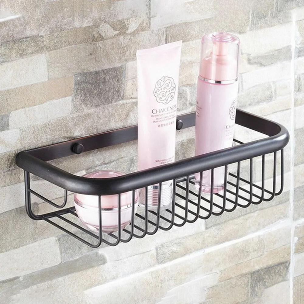 300mm Black Oil Rubbed Bronze Wall Mounted Single Tier Soap / Sponge Shower Storage Basket / Bathroom Accessory tba125