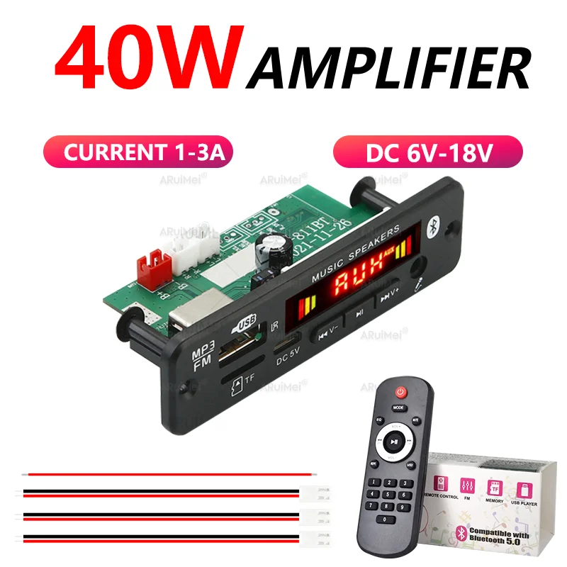 40W 2x20W Bluetooth Amplifier Complete Kit with Aluminum Case, Remote Control & Gift Box, AUX Input for Car Home DIY Speaker image 4