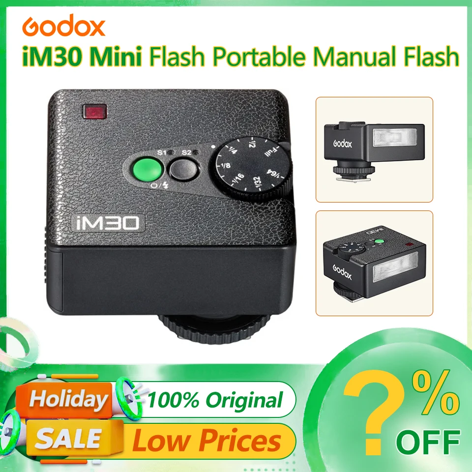 فلاش يدوي محمول Godox iM30 لمختلف نماذج الكاميرا ومستويات الإخراج 1/64 إلى كاميرا Godox iFlash الخارجية