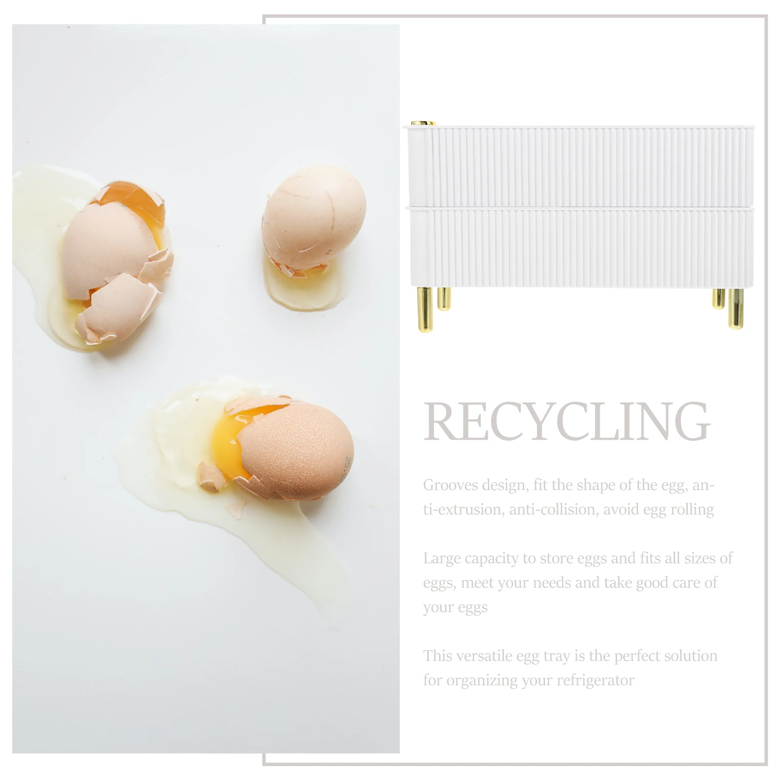 

Egg Holder Storage Box Tray for Fridge Organizer Refrigerator Trays Portable Eggs Containers Keeper White
