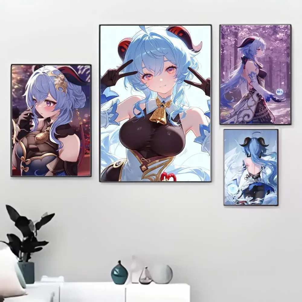 Game G-Genshin Impact Ganyu Painting Calligraphy  Print Home Living Room Bedroom Entrance Bar Cafe Art Decorative Painting