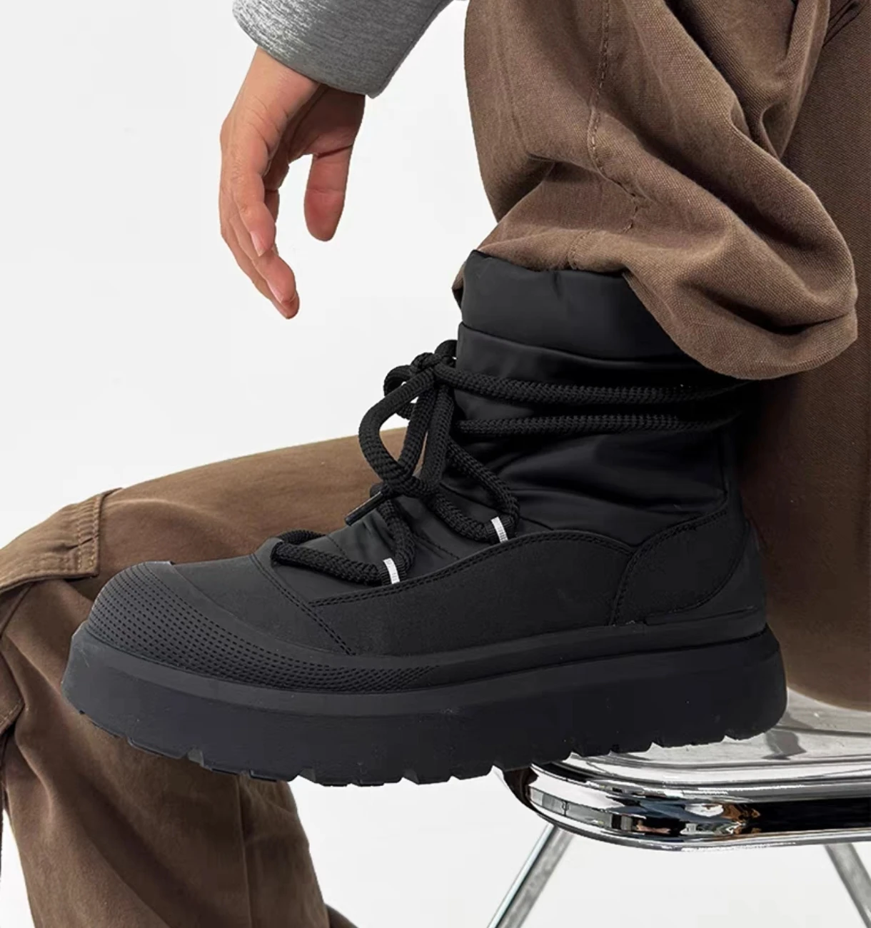 

2025 Winter Lace-up Ankle Boots, Men's Snow Boots, Classic Thick-soled Waterproof and Anti-slip Cotton Boots, Women's Ski Boots