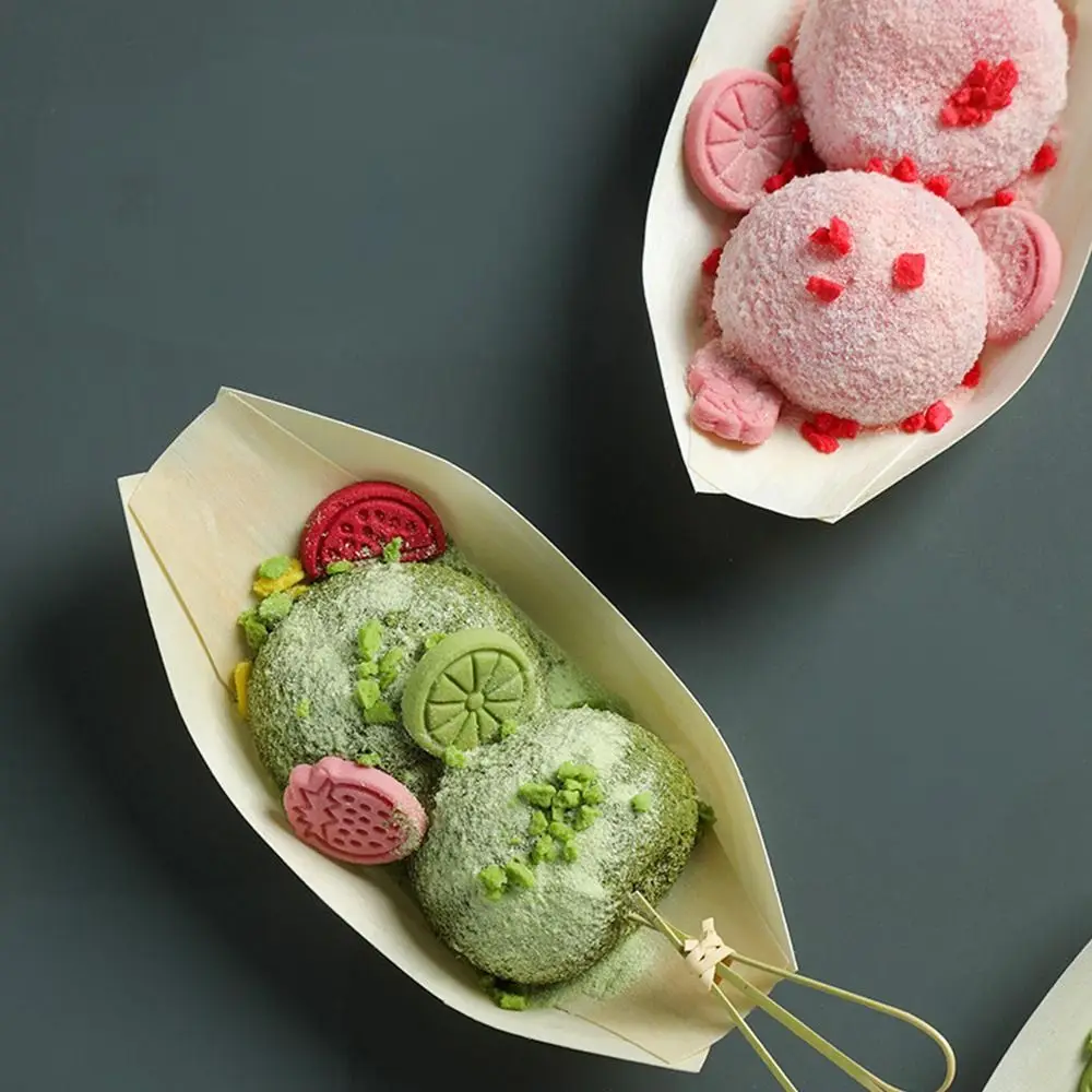 

50PCS Multi-size Disposable Wooden Boat-shaped Plate Boat-shape Tray Japanese Dish Sushi Plate Food Serving Salad Dessert Bowl