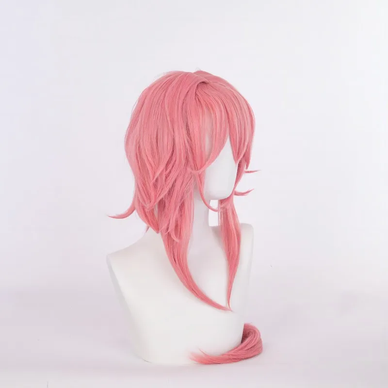 جينشين إمباكت إيوا شينكو شعر مستعار تأثيري Inazuma مدينة طويلة الوردي مجعد الضفائر مع الانفجارات الجانبية مجموعة شعر مستعار #3
