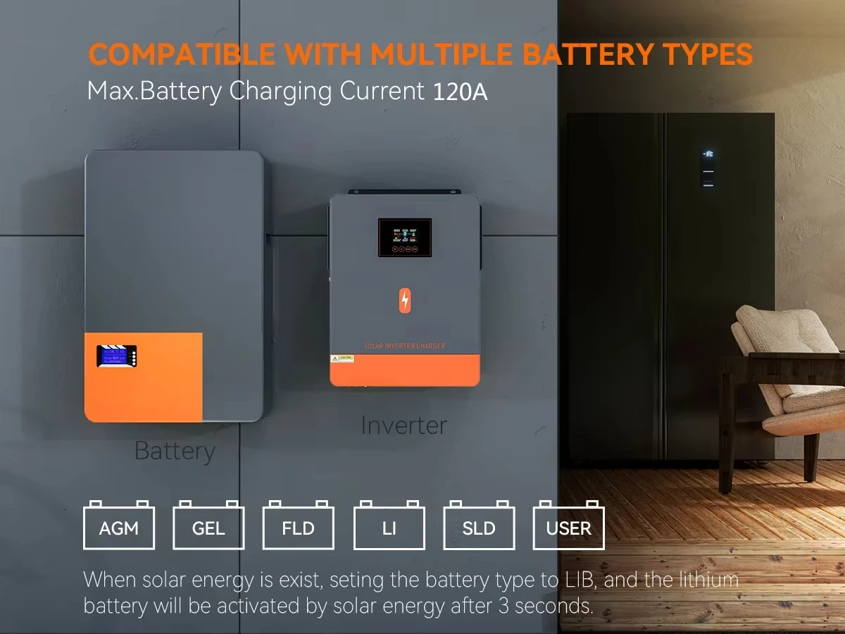 PowMr onda sinusoidal pura 6.2KW 48V y 4.2KW 24V 220V cargador inversor Solar incorporado 120A MPPT inversor Solar híbrido de onda sinusoidal pura