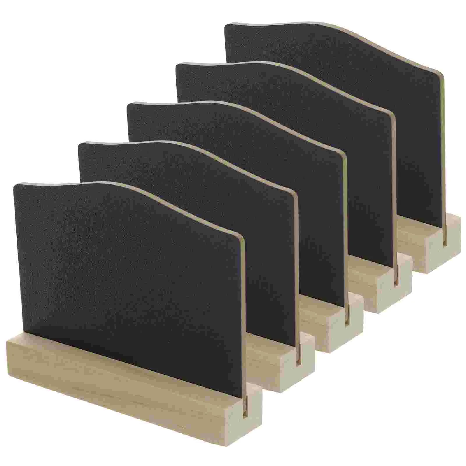 5 Pcs Mini Chalkboards Double Sided Small Signs Rectangle Erasable Reusable Desktop Wood Chalkboards Foldable Stand
