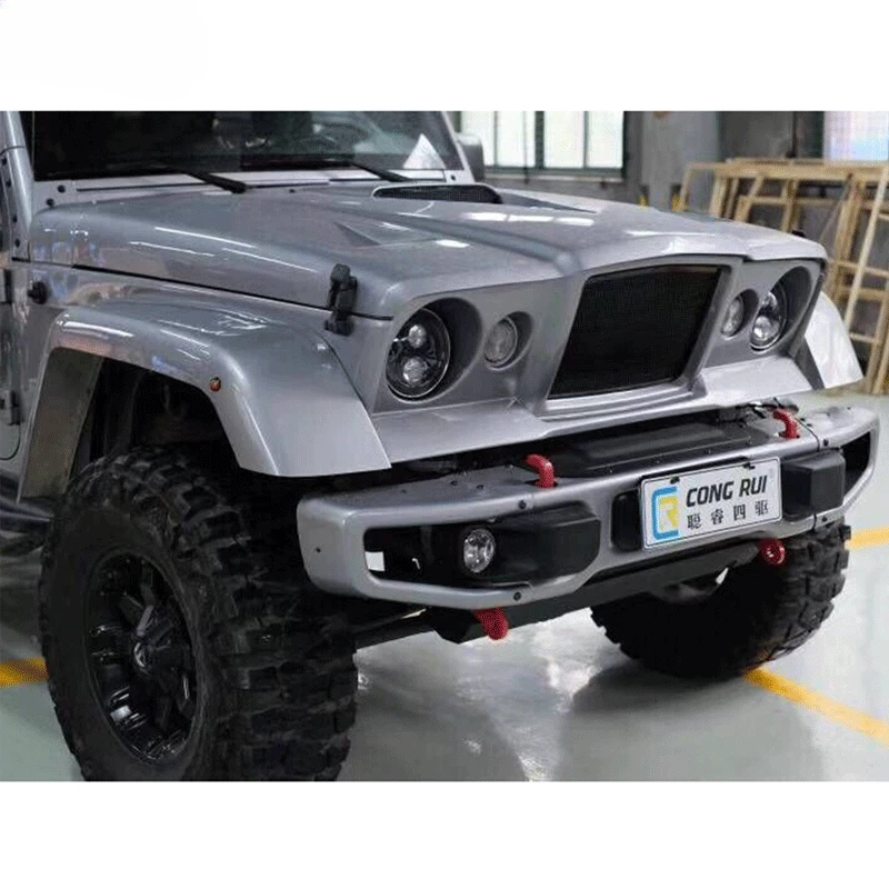 

maiker offroad 4x4 auto accessories parts front car bumper grille hood fender for Jeep Wrangler JK 07-17 upgrade body kits