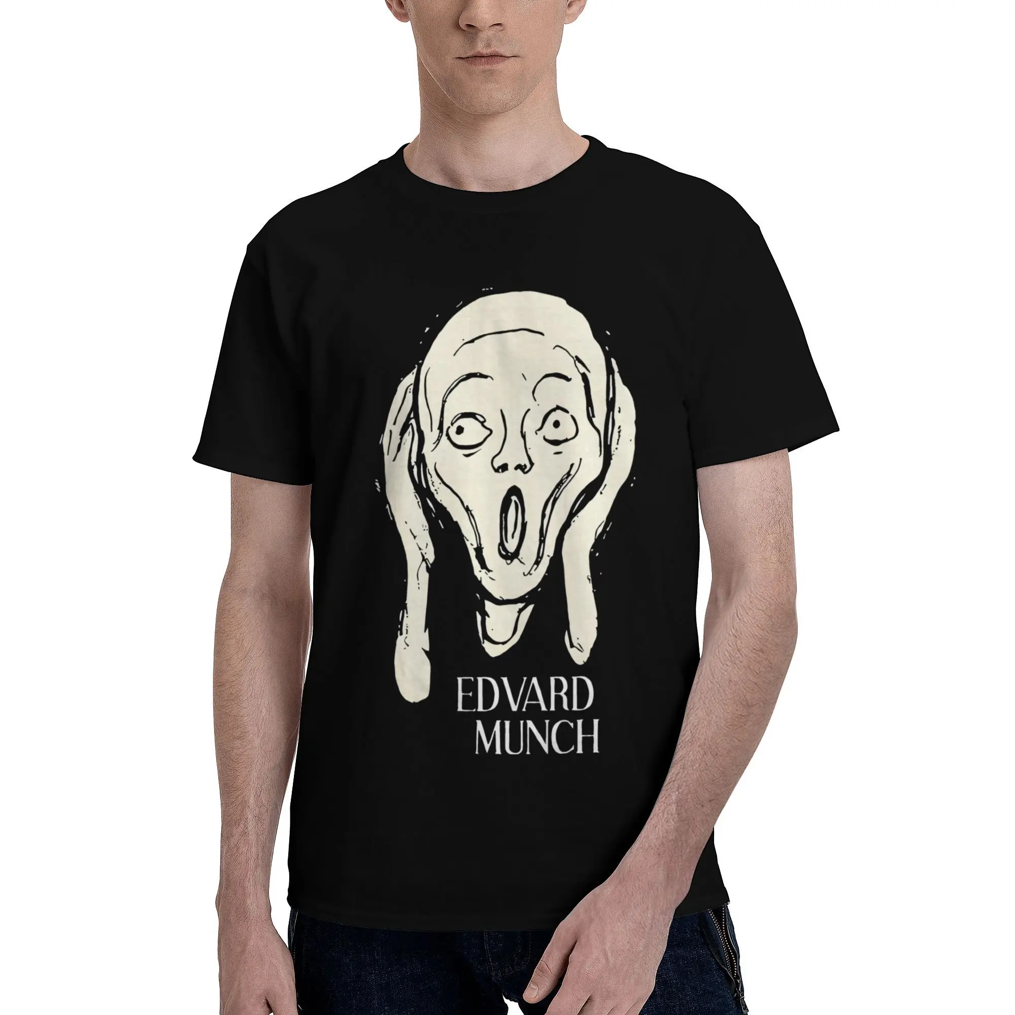 Men Women The Scream Edvard Munch 1893 Oil Painting T Shirts  100% Cotton Clothing Awesome Short Sleeve Tees Plus Size T-Shirts