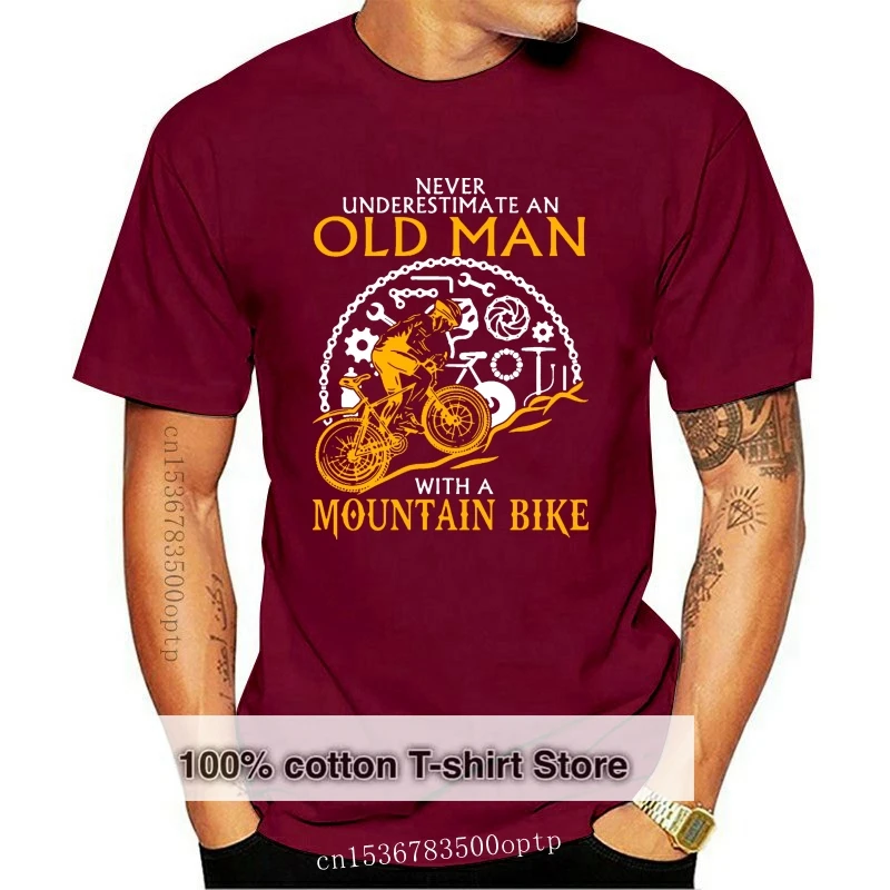 

New Geek Never Underestimate An Old Man With A Bicycle MTB T Shirt Men's White Short Sleeve Custom Men Shirt Streetwear