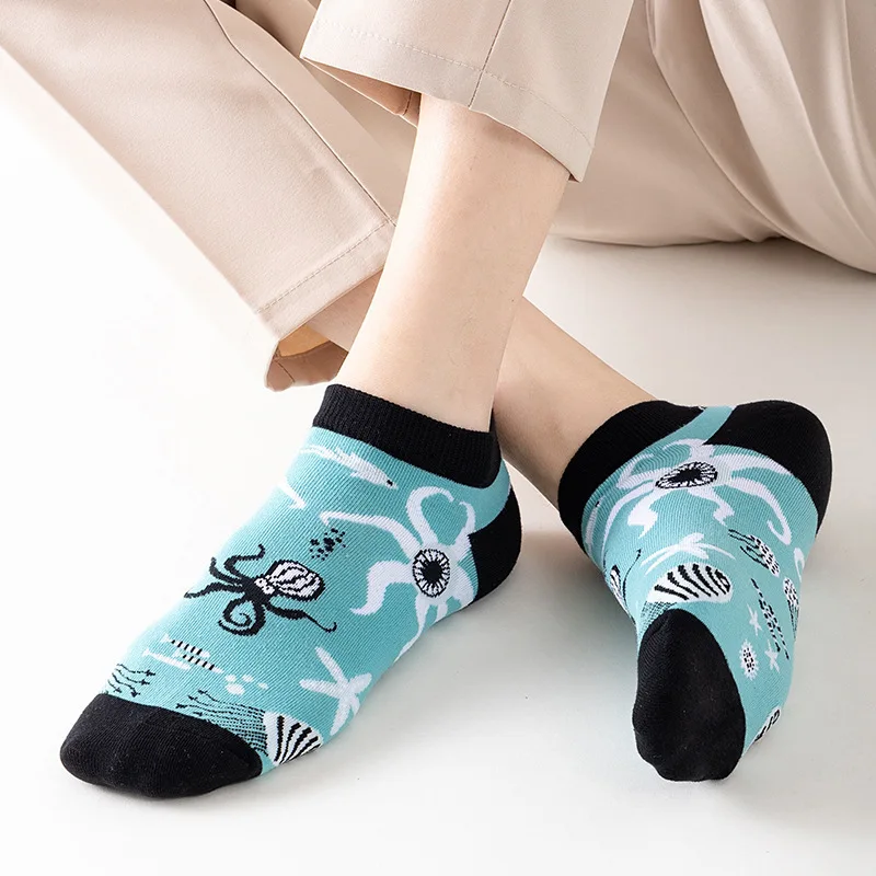 New marine organism short socks, shallow mouth, spring and summer thin styles, men's and women's socks, trendy, invisible,