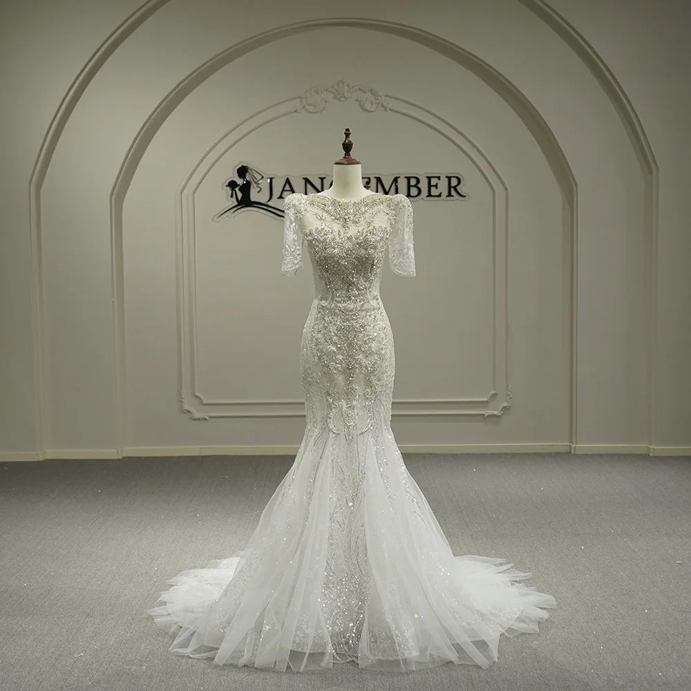 

High End Quality Princess Dresses Mermaid Heavy Beading Customized Bridal Wedding Organza Wedding Dress vestidos de novia boda