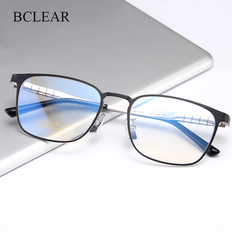 BCLEAR Pure Titanium Glasses Frame Business Men Fashion Eyewear 2022 New Male Classic Full Rim Optical Prescription Eyeglasses