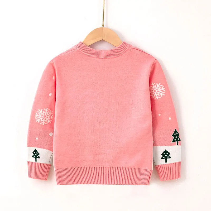 Factory direct sales European and American new autumn and winter children's Christmas snowflake pullover sweater girls and babi