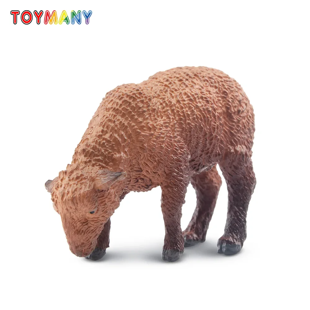 

Toymany Simulation Foraging Brown Lamb Farm Animal Model Toy Mini Figures Dolls Action Figurines Toys Children Gift Cake Decora