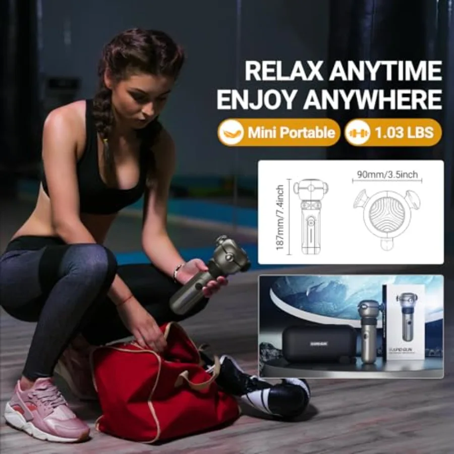 Lite Deep Tissue Therapy Massage Gun for Pain Relief and Muscle Stiffness: 6500 RPM Portable Vibrating Massager Designed for At