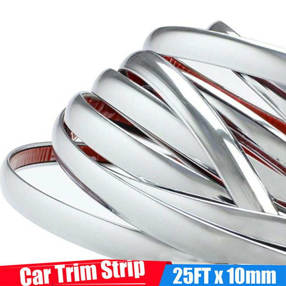 Chrome Strip 10mm 5M Silver Car Accessories Molding Trim Interior Exterior Bumper Grille Decor Truck SUV for BMW E60 Lixiang ...