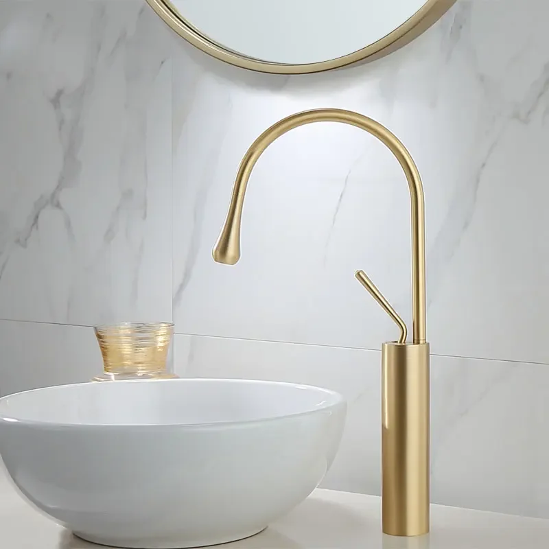 

Basin Faucets Brushed Gold/Black/White Sink Faucet Brass Single handle Kitchen Swivel Sink Water Crane New Arrival