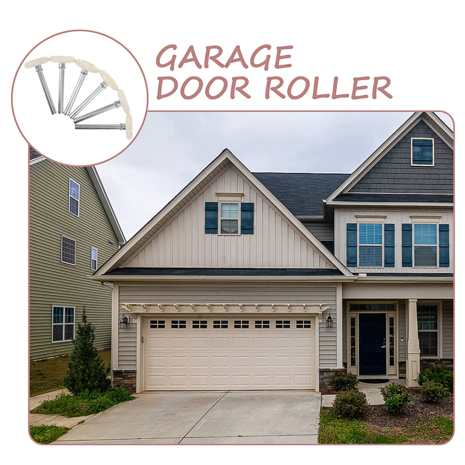 

6 Pcs Door Rollers Nylon Smooth Replacement Wheels Garage Door Replacement Rollers With Stem White Hardware Accessories