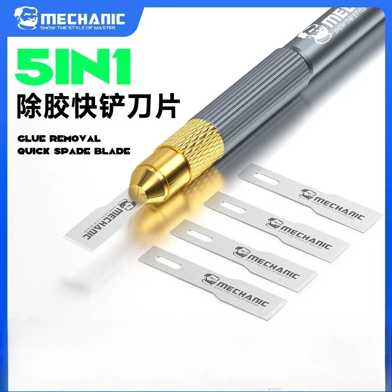 MECCANICO FS-51 Set di lame per pala per rimozione colla Lame in acciaio inossidabile per PCB IC CPU Sgommatura Coltello a leva