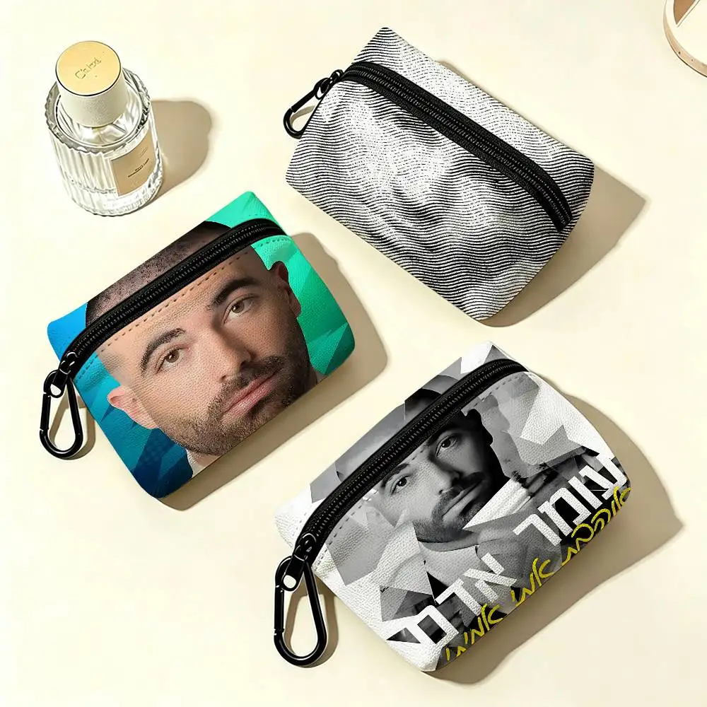 Singer Omer Adam Portable Oxford Fabric Mini Wallet Carabiner Design Small Coin Bag For Cards Keys Earphones