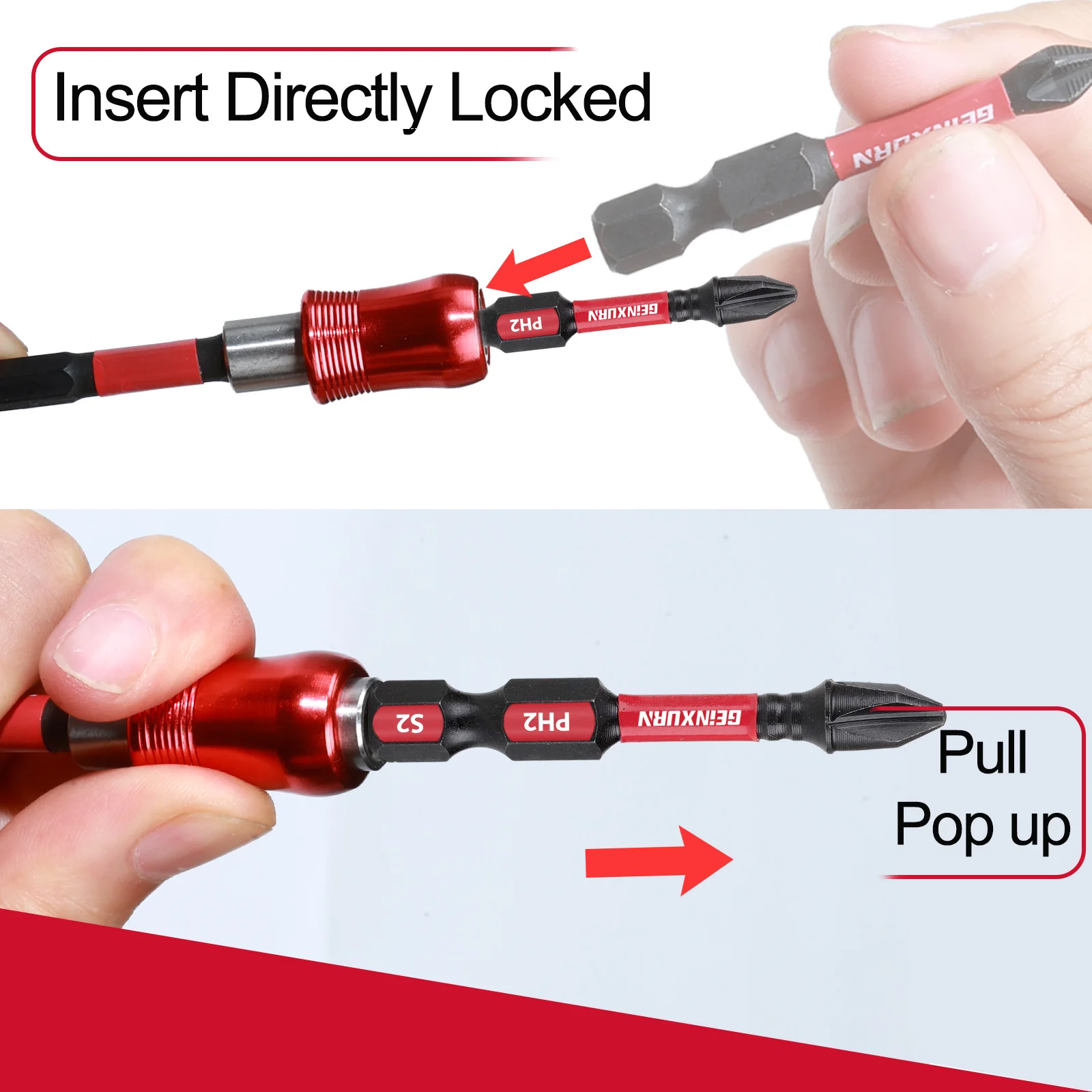 Geinxurn 2.5 Inches Impact Screwdriver Bit Holders, Magnetic Extension Quick-Change Socket Drill Bit Holder with Screwdriver Bit