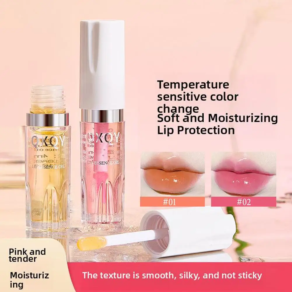 Warm Change Lip Oil Easy Color Shiny Pearl Long-Lasting Gloss Color Changing Lip Moisturizing X2H1