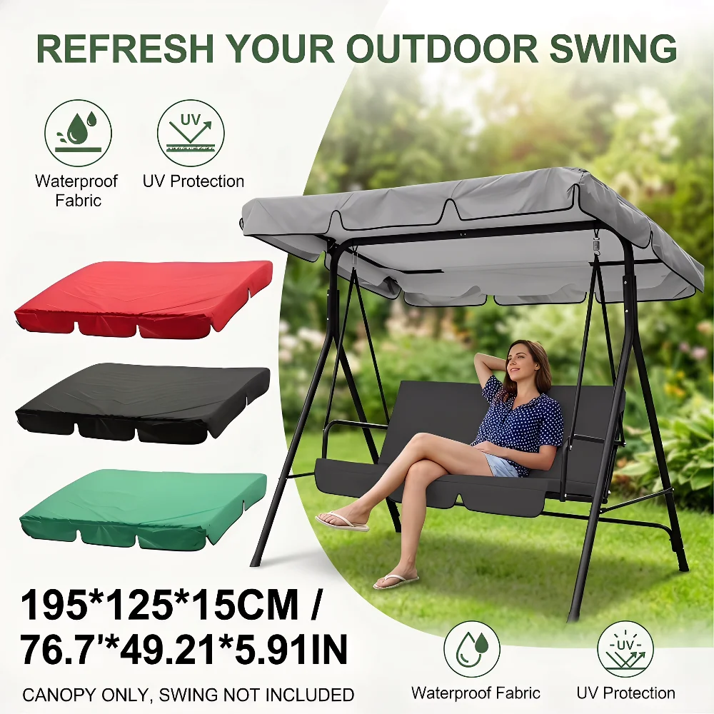Patio Canopy Cover – UV Sun Protection Cradle Top Replacement Shade 195x125cm for Outdoor Garden Terrace Furniture