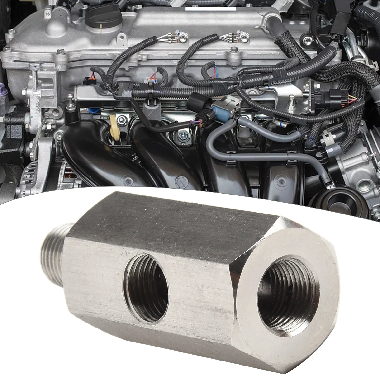 1pc Turbo Adapter Fitting Gauge Tee to NPT Feed Oil Pressure 1/8inch Accessories Sensor Stainless steel Portable Useful